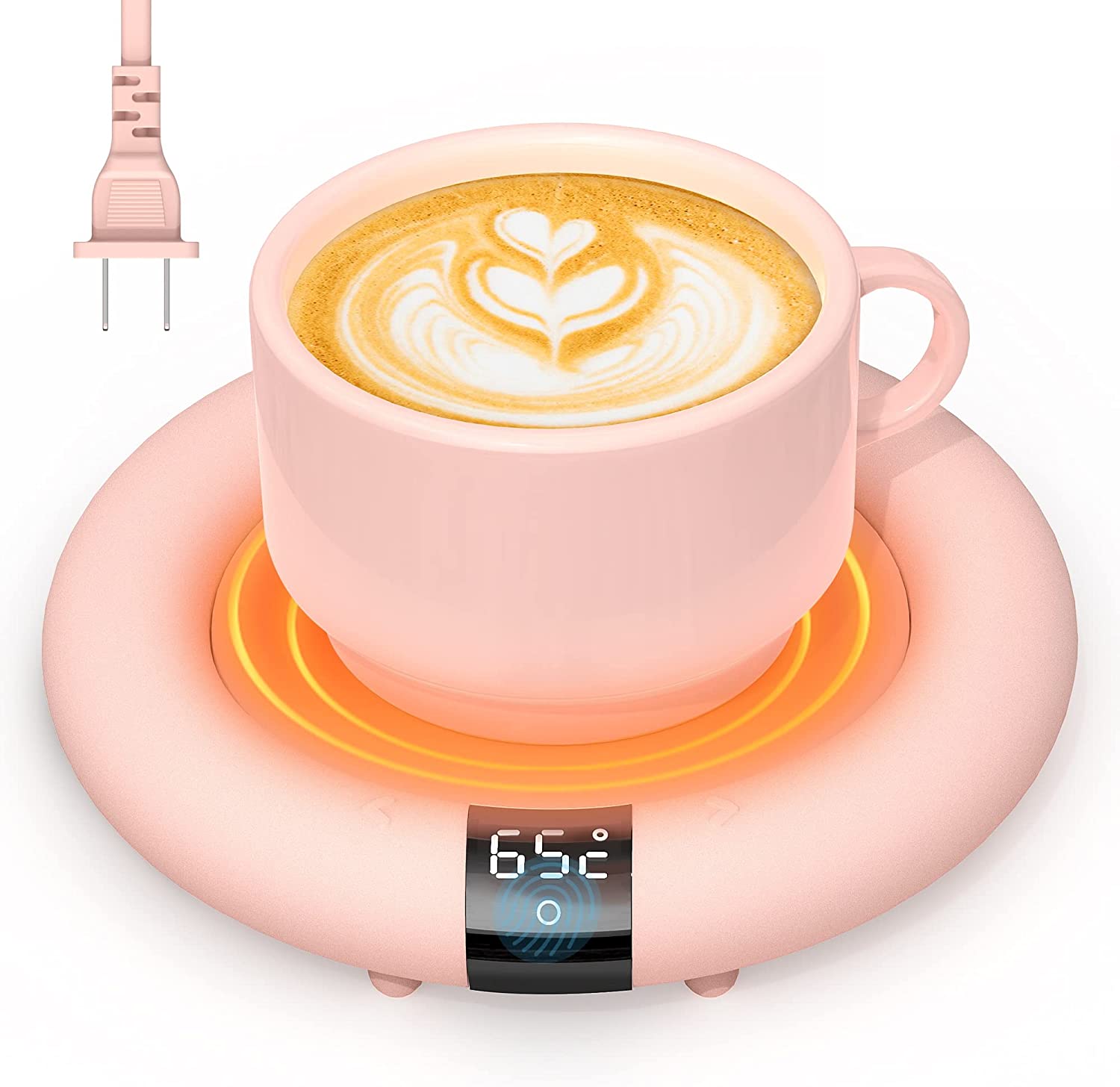 Coffee Mug Warmer， 2022 EasyAcc Coffee Warmer for Desk [with Silicon Cup Lid] Smart Mug Warmer Auto Shut Off， 3 Temp Setting to 167℉， Touch Switch， LED Display Cup Warmer for Office Home -Coffee Gift - Image 1